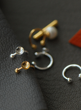 【DSz】耳夹双珠耳骨夹可调节焊开口圈粘贴台无耳洞用diy耳环配件