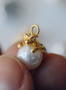 【DSz】日本partsclub同款抱着珠子的小猫咪diy手工串珠装饰配件