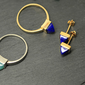 戒指有配套耳钉 可配套 镶嵌金字塔青金石 天河石 包邮 925银