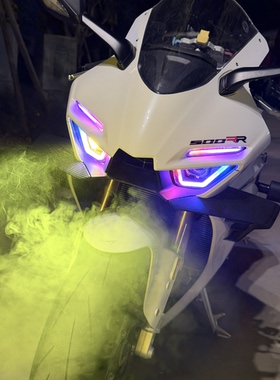 张雪500rr改装APP调色动态流水启动自检奥兹姆矩阵LED透镜大灯