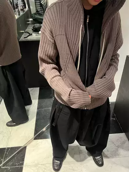 Ro Acbt Niche Solid Color Spiral Cotton Zipper Knit Drawstring Sweater Cardigan Jacket Dark Style