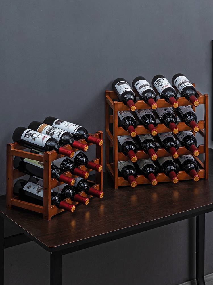红酒架子家用葡萄酒架摆件展示架酒柜置物架多瓶格子放酒简易桌面
