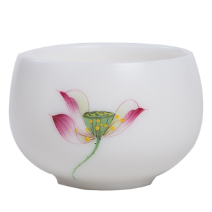 瓷中三昧 羊脂玉白瓷手绘小号主人品茗单杯陶瓷功夫茶具茶杯茶盏