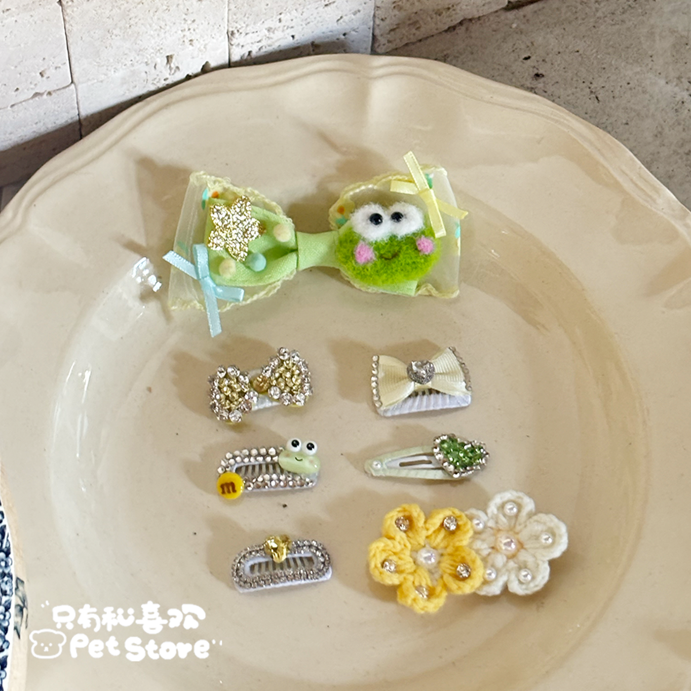 宠物碎发宠物bb夹卡通水钻不掉发夹头饰马尔济斯比熊泰迪狗饰品
