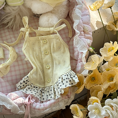 薄款宠物纯棉短款碎花裙甜美居家服小型犬衣服马尔济斯