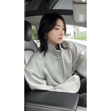 GTLA线上商店叁佰TTBRO新品潮流美式纯色立领开衫卫衣运动外套