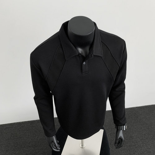 GTLA线上商店GATL韩版时尚博主穿搭正肩POLO衫衬衫翻领长袖T恤男