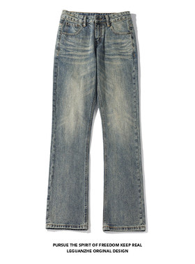 4Tra余庆伟的黑店油腻客GTLA韩版GTLA博主穿搭微喇牛仔裤