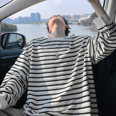 GTLA线上店铺叁佰TTBRO新品田尼克工作室潮大码条纹圆领长袖T恤男