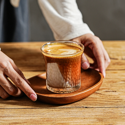 巢牧玻璃咖啡杯锤纹精品浓缩杯子