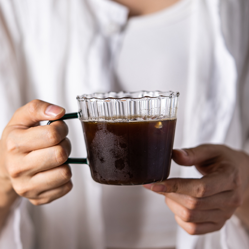 巢牧咖啡杯百褶玻璃造型无铅材质