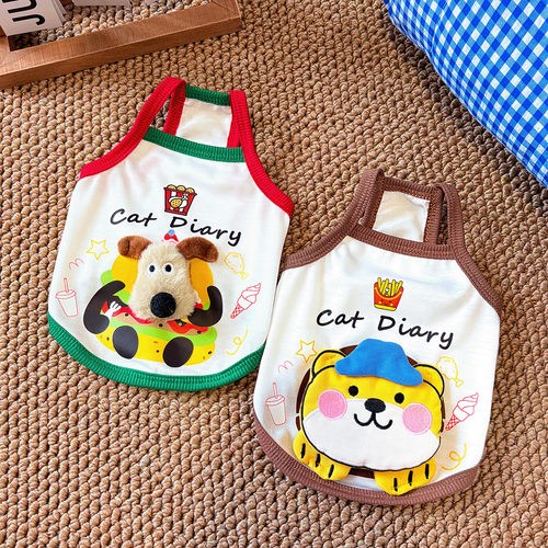 春夏新款可爱立体公仔吊带狗狗猫咪泰迪比熊小型犬服装狗狗衣服