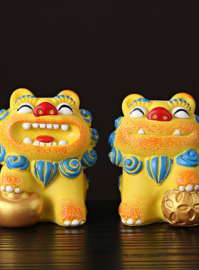 新中式民族风格狮子石狮子桌面工作站装饰财富饰品高端小众生日礼