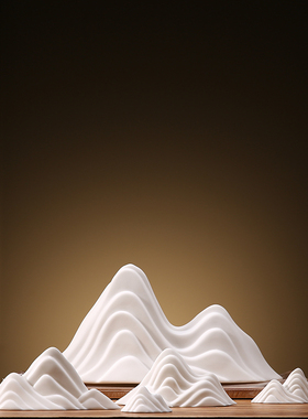 白瓷假山小摆件创意微景观造景陶瓷客厅玄关中式装饰品摆设