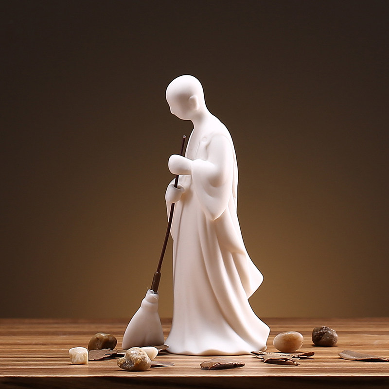 创意中国古风武侠历史人物摆件和尚陶瓷客厅书房禅意装饰造景摆设