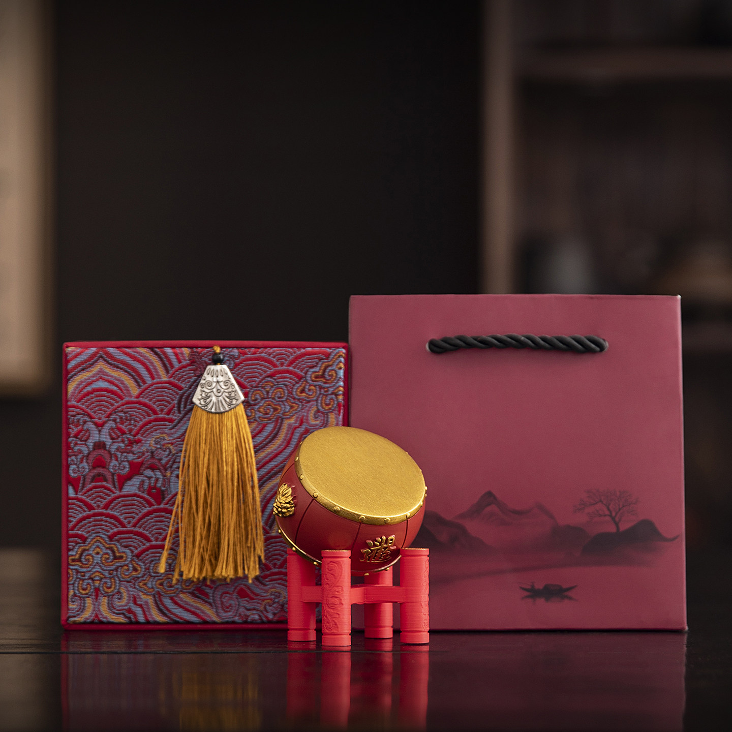创意中国风文创礼品企业公司商务活动年会乔迁开业鼓定制伴手礼物
