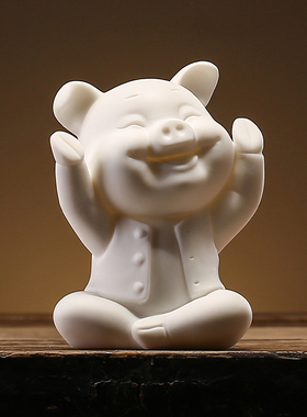 创意可爱小猪茶宠陶瓷q动物茶玩家居茶台造景百搭简约装饰品摆件