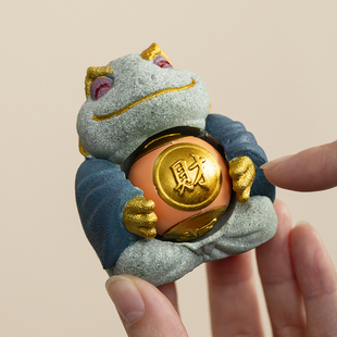 国潮金蟾招财摆件家居金蝉茶宠桌面茶桌装饰吉祥物工艺品生日礼物