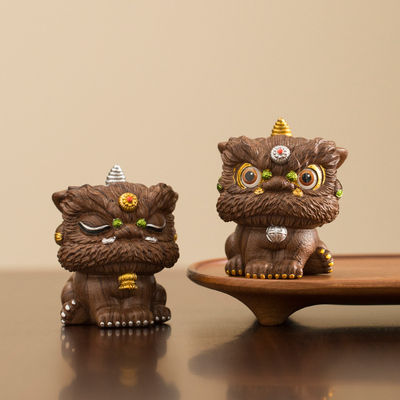 国潮佛山舞狮醒狮创意摆件高级感小众桌面茶桌装饰工艺品生日礼物