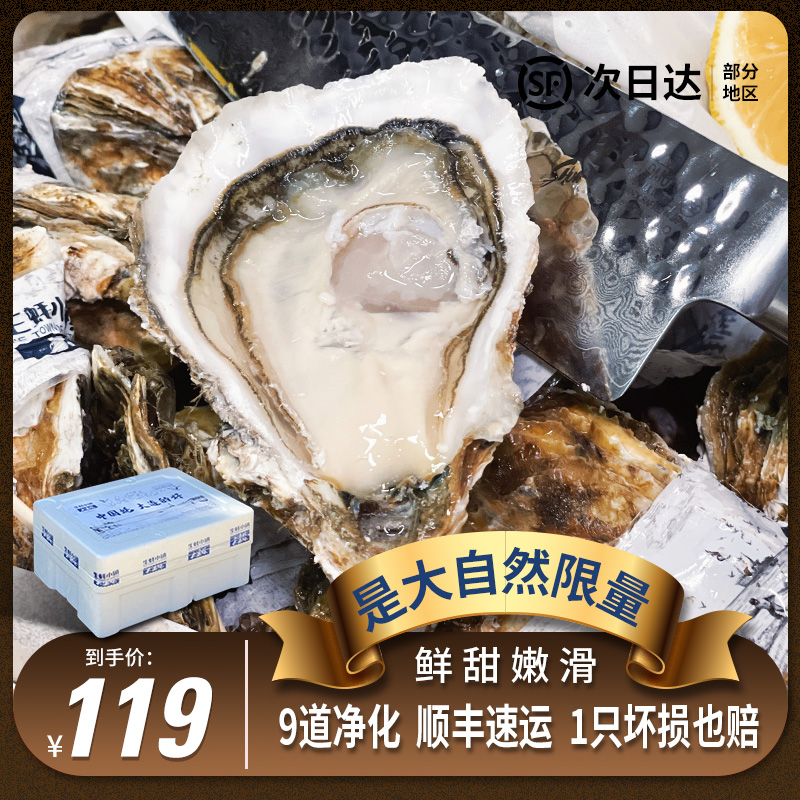 生蚝小镇 大连刺身级生食鲜活生蚝 XXXL（140g-190g） 8斤 券后124.23元顺丰包邮