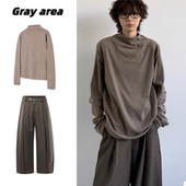 春秋两件装 打底衫 日系复古半高领长袖 T恤男女宽松纯色简约基础款