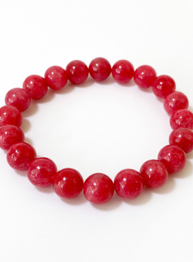 天然巴西蔷薇辉石手链女收藏级红色手串男桃花玉石单圈玫瑰石饰品