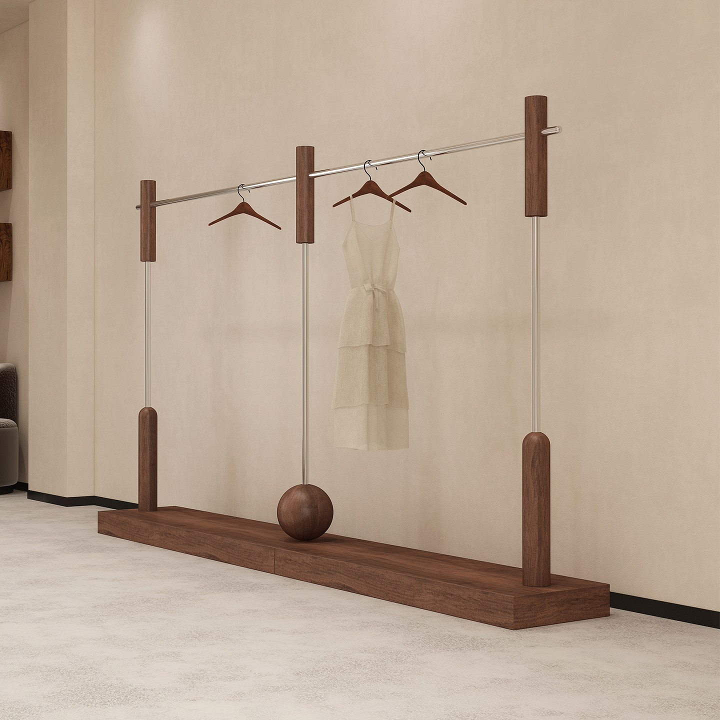 服装店落地式展示架不锈钢中岛架陈列架男女装胡桃木色货架挂衣架,商业/办公家具,服装展示架,淘宝优惠券,粉丝福利购,淘宝优惠卷