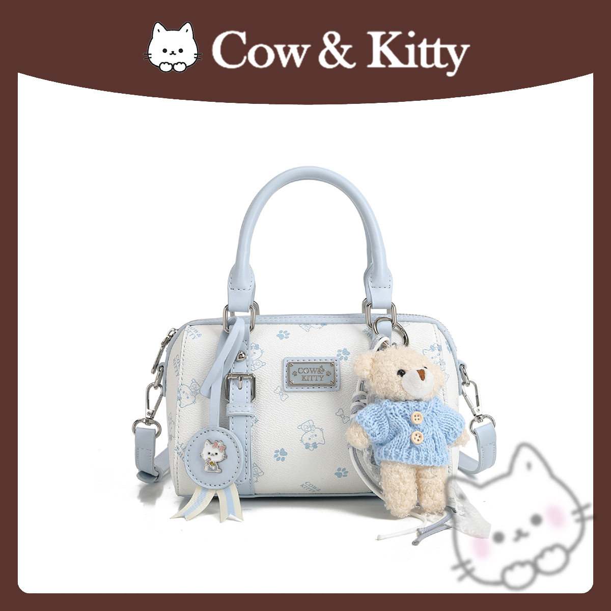 正品CowKitty波士顿女包2026新款手提包甜美百搭通勤单肩斜挎女包