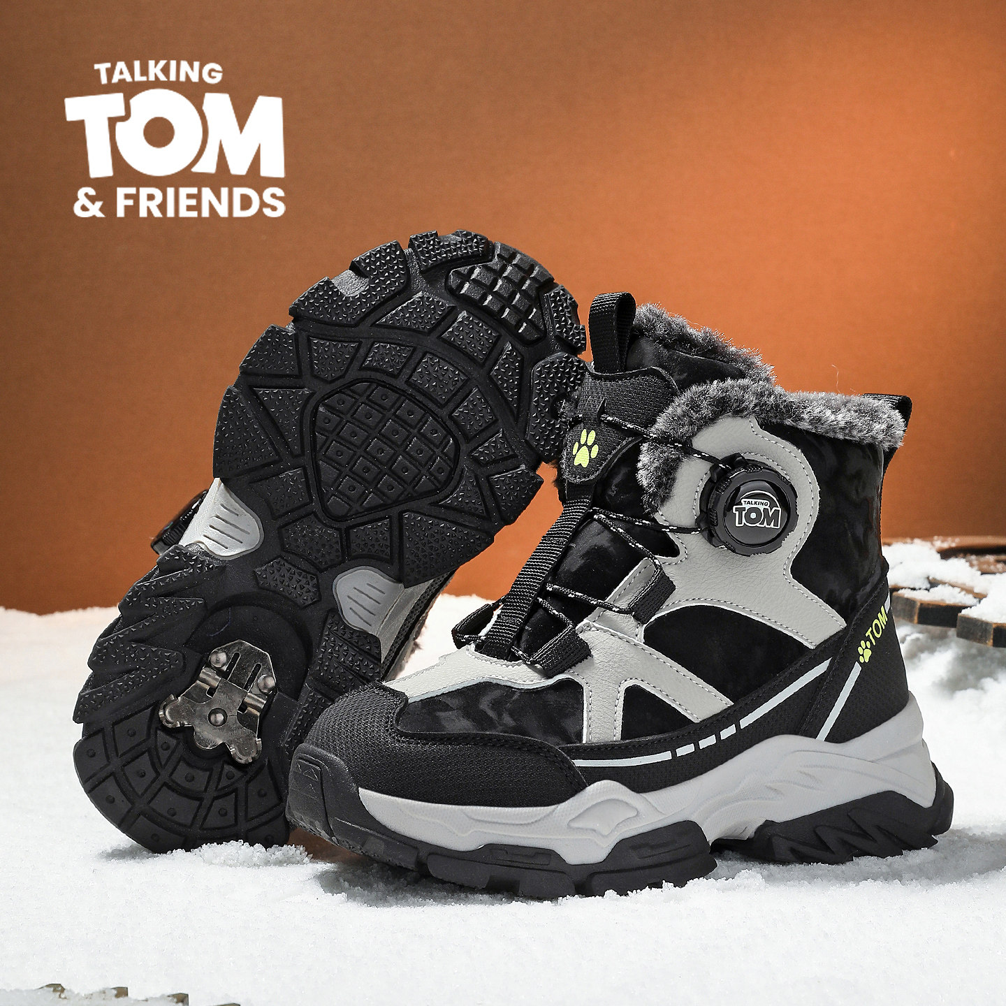 汤姆猫雪地靴男童冬季2026新款加绒加厚保暖带冰爪东北儿童大棉鞋,童鞋/婴儿鞋/亲子鞋,雪地靴,淘宝优惠券,粉丝福利购,淘宝优惠卷