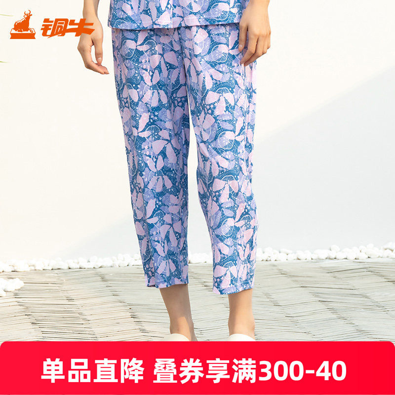 铜牛汗布居家印花女裤 春夏新花色中老年纯棉睡裤家居裤VK034