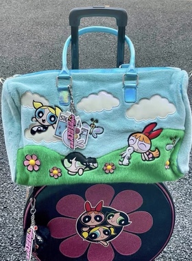 飞天小女警手提袋包行李包大容量毛绒包包