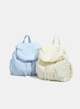 褶皱泡芙感双肩包2025新款女大学生书包小众设计旅行背包