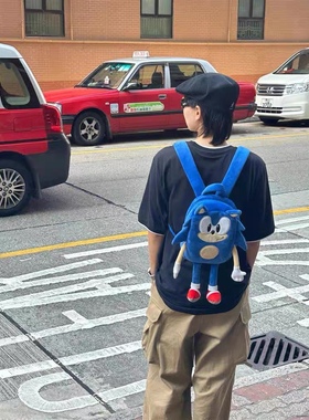 索尼克双肩包可放ipad百搭包包女四季通用超音鼠刺猬包学生卡通