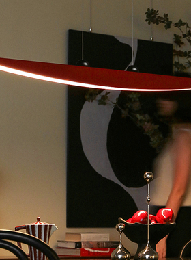 宝照言笑吊灯 法式简约一字长条中古设计师艺术书房饭厅吧台吊灯