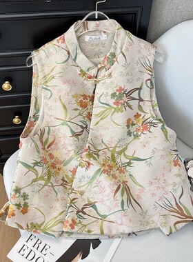 2025春季新款织锦提花圆领复古文艺新中式国风马甲外搭网红坎肩女