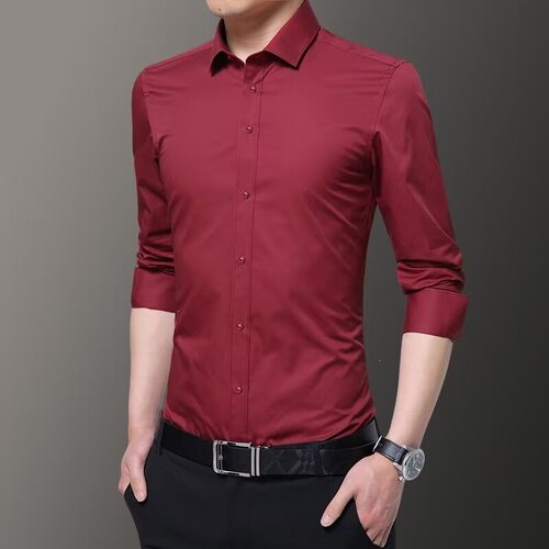 春秋衬衫男士长袖商务休闲纯色衬衣正装上班男装夏季薄款短袖寸衣