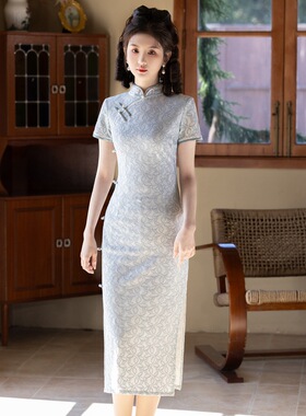 高级感少女旗袍年轻款 新中式夏季优雅国风旗袍长款改良连衣裙