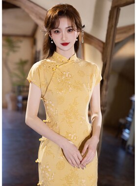 黄色旗袍2025新款改良年轻款少女夏季新中式连衣裙日常可穿小个子