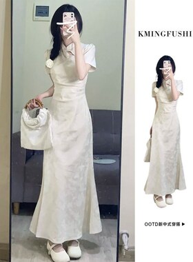 2025新款小个子连衣裙子女夏季气质新中式国风改良旗袍年轻款长裙