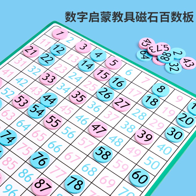 早教益智玩具百数板蒙氏教具1到100连续一百板大号磁性数字百数板