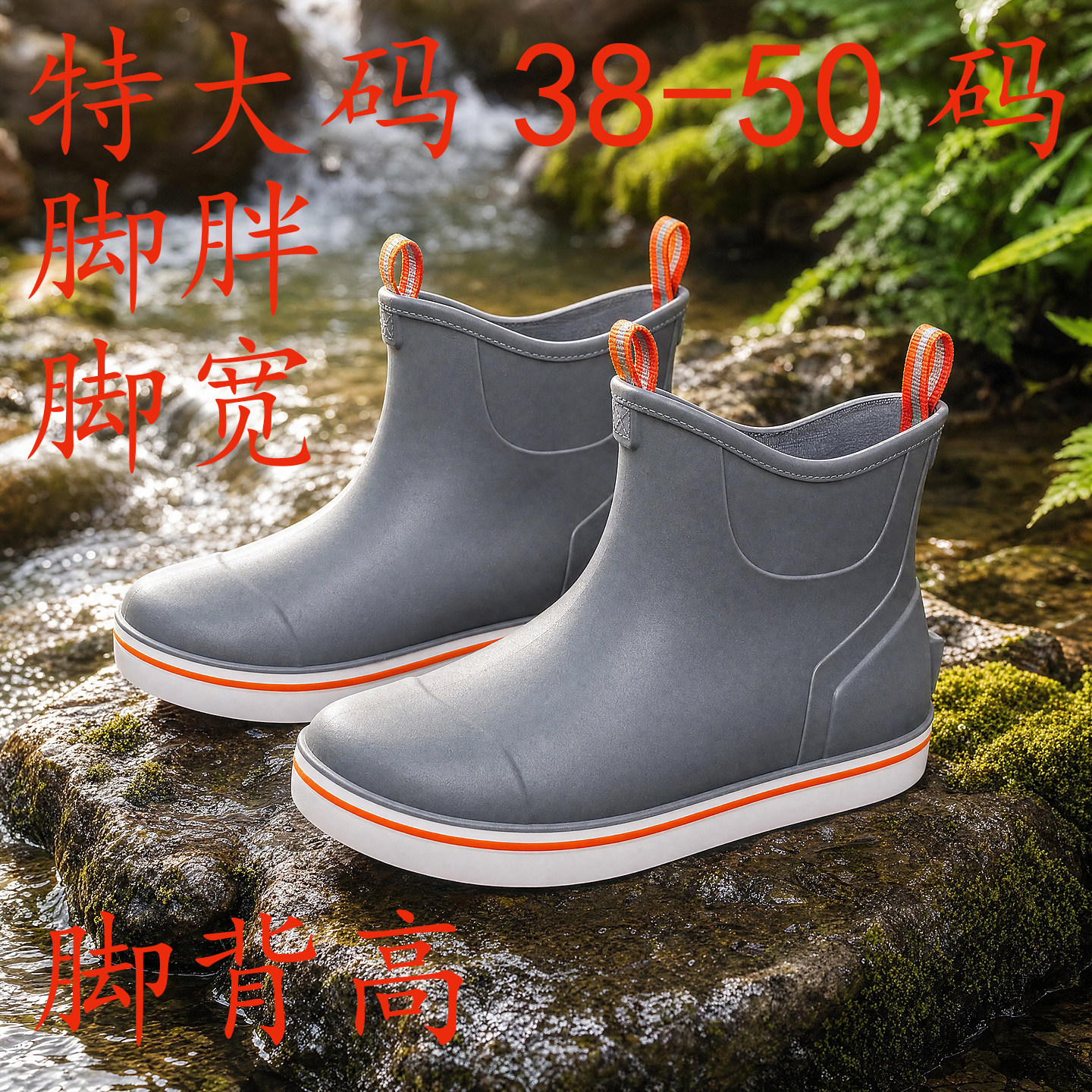雨靴子男款短筒特大码46 47 48号男士低帮防水雨鞋防滑水鞋钓鱼鞋