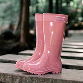 2026新款 四季 防滑加厚耐磨户外水鞋 军登高筒亮面雨靴女款 长筒雨鞋