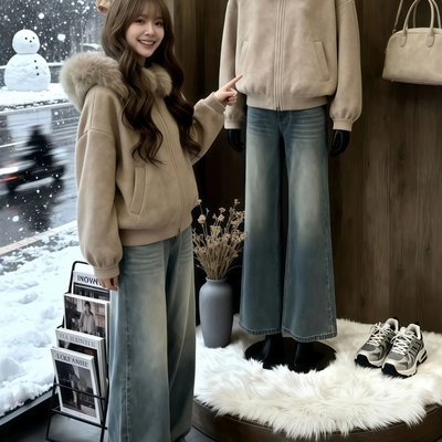 卡其色毛领宽松百搭长袖开衫女2025新款巨好看独特漂亮的初冬外套