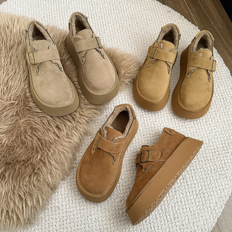 青岛福客来女鞋代工厂厚底加绒豆豆勃肯鞋女2026新款秋冬季毛毛乐,女鞋,时尚雪地靴,淘宝优惠券,粉丝福利购,淘宝优惠卷