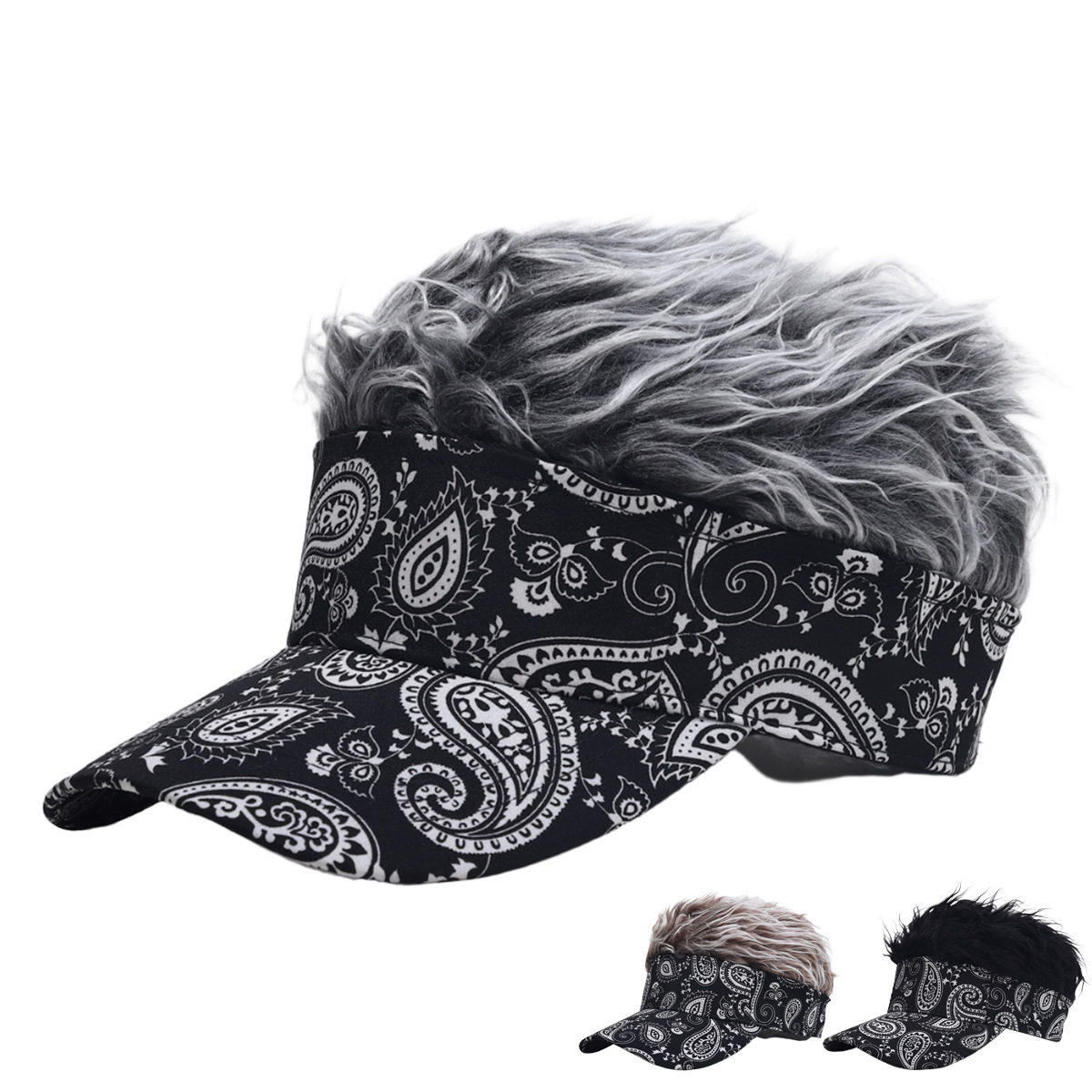 假发帽子腰果花棒球帽潮男女个性嘻哈街舞鸭舌帽脏辫帽街头搞怪