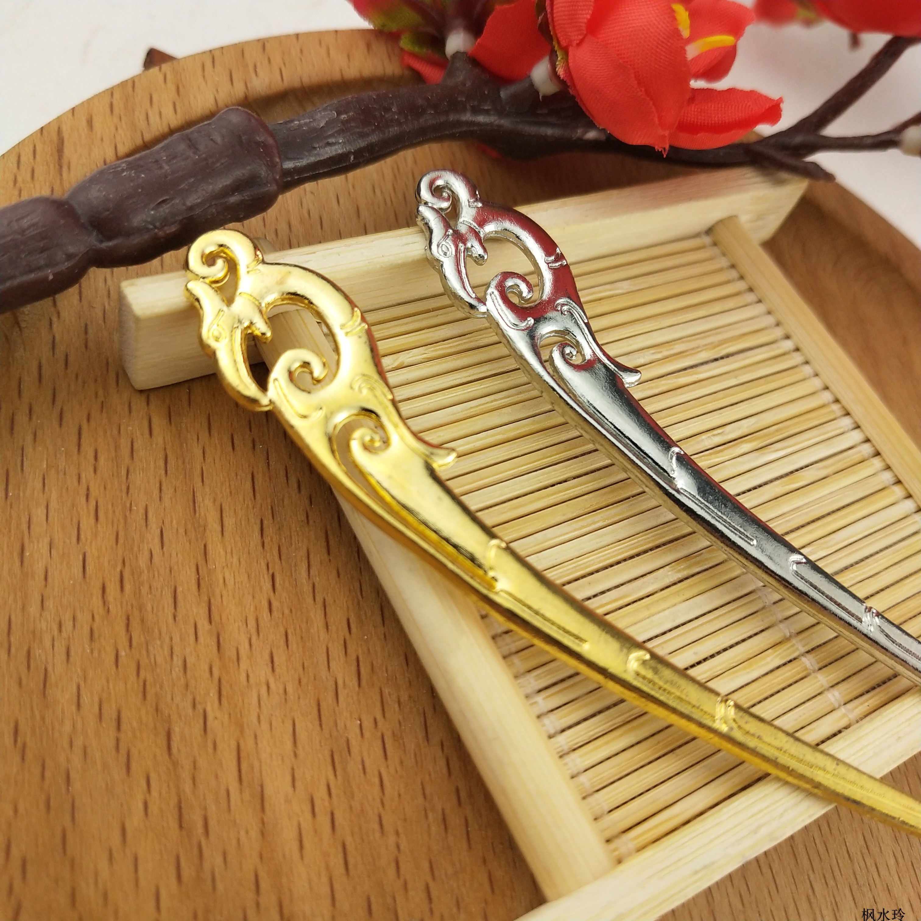 小草发簪合金手工制作古风
