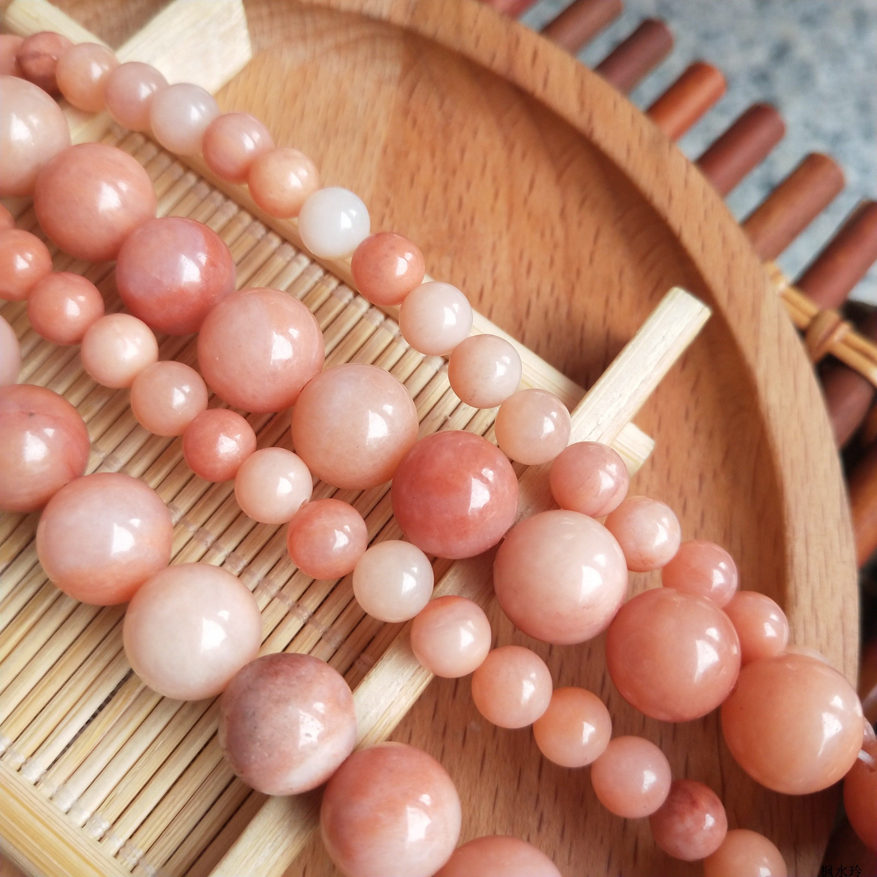 diy古装手工 古典古风发簪头饰材料6/8mm红东陵石 散珠圆珠