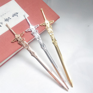 双面戒面托合金雕花镂空剑簪 DIY古风汉服步摇发簪发饰饰品材料