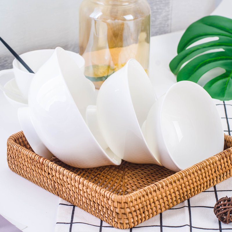 纯白色釉下彩唐山陶瓷餐具高脚碗