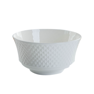 骨瓷纯白钻石碗4.5英寸富贵碗米饭碗小汤碗家用陶瓷碗浮雕粥碗